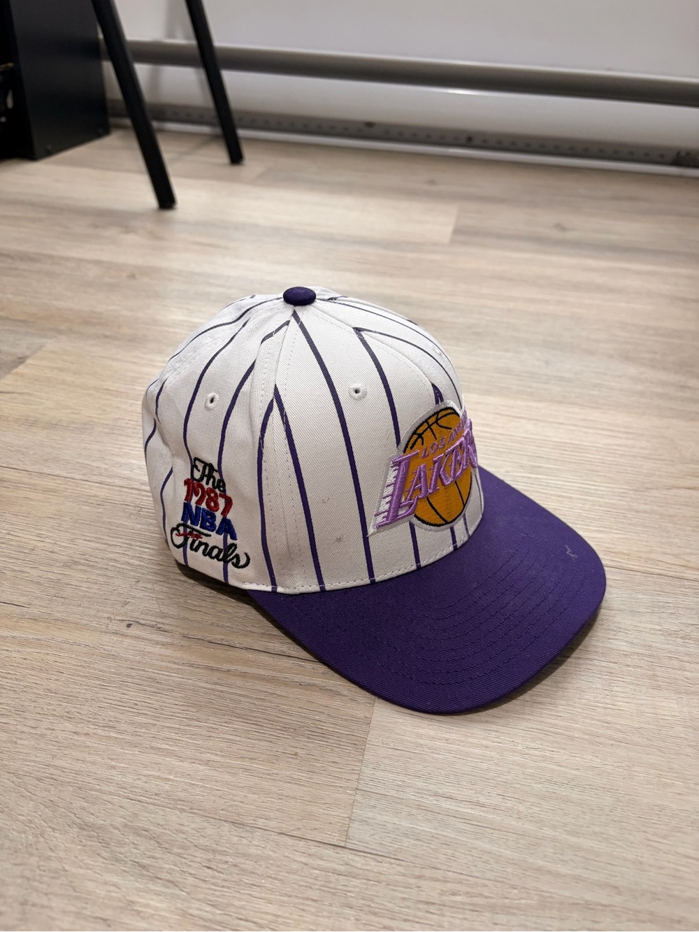Lakers pinstripe 1987 NBA Finals snap back